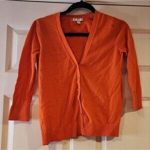 GAP orange 3/4 sleeve button up cardigan S